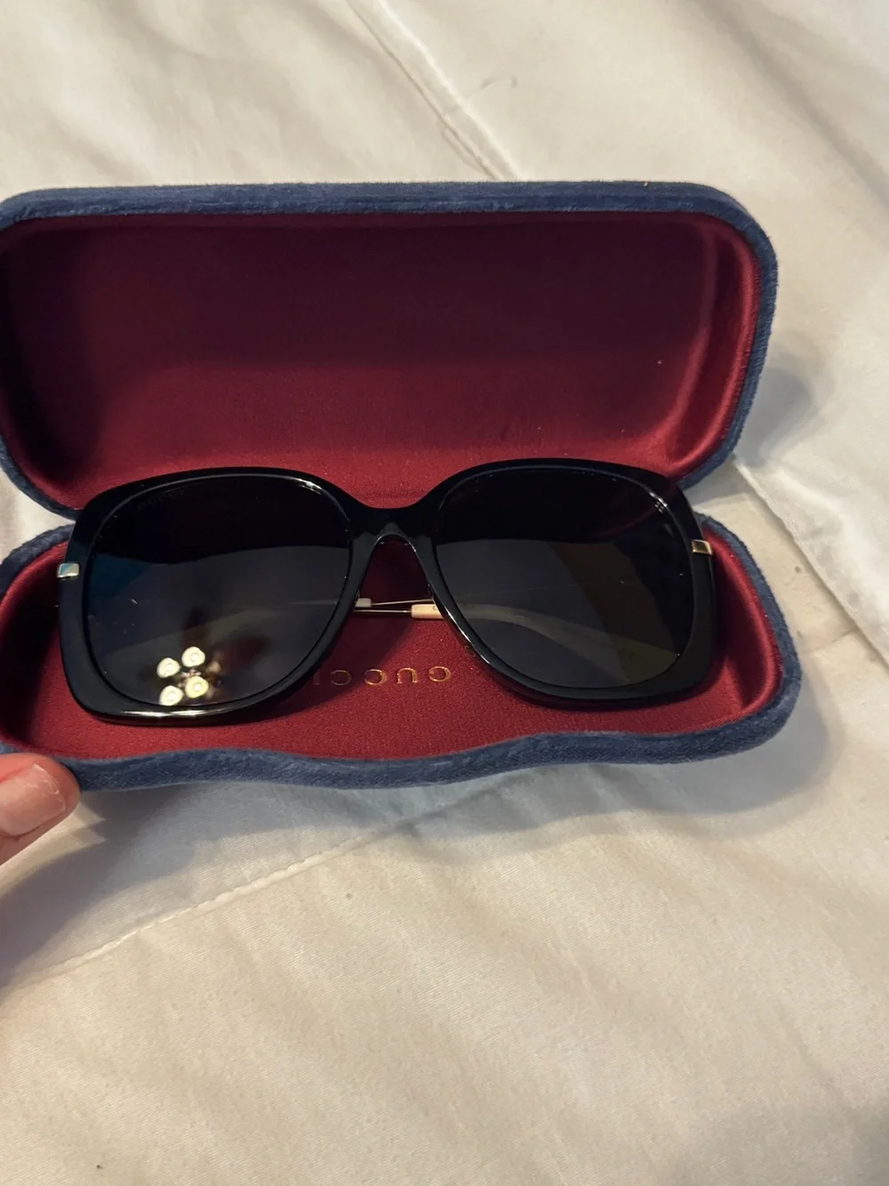 Gucci Women’s Black Square Oversized Sunglasses with Dark Lenses